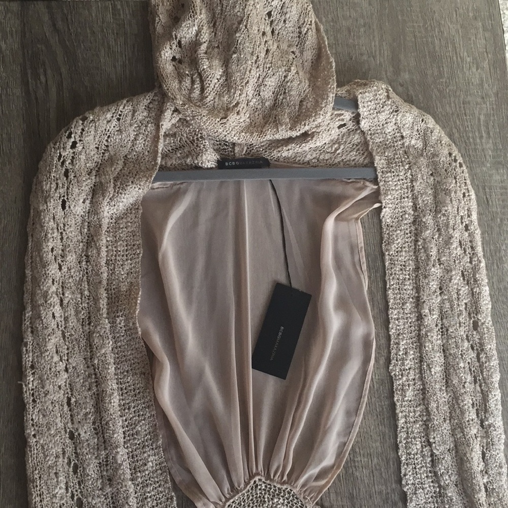 BCBG Maxazria Tapioca sleeveless cardigan